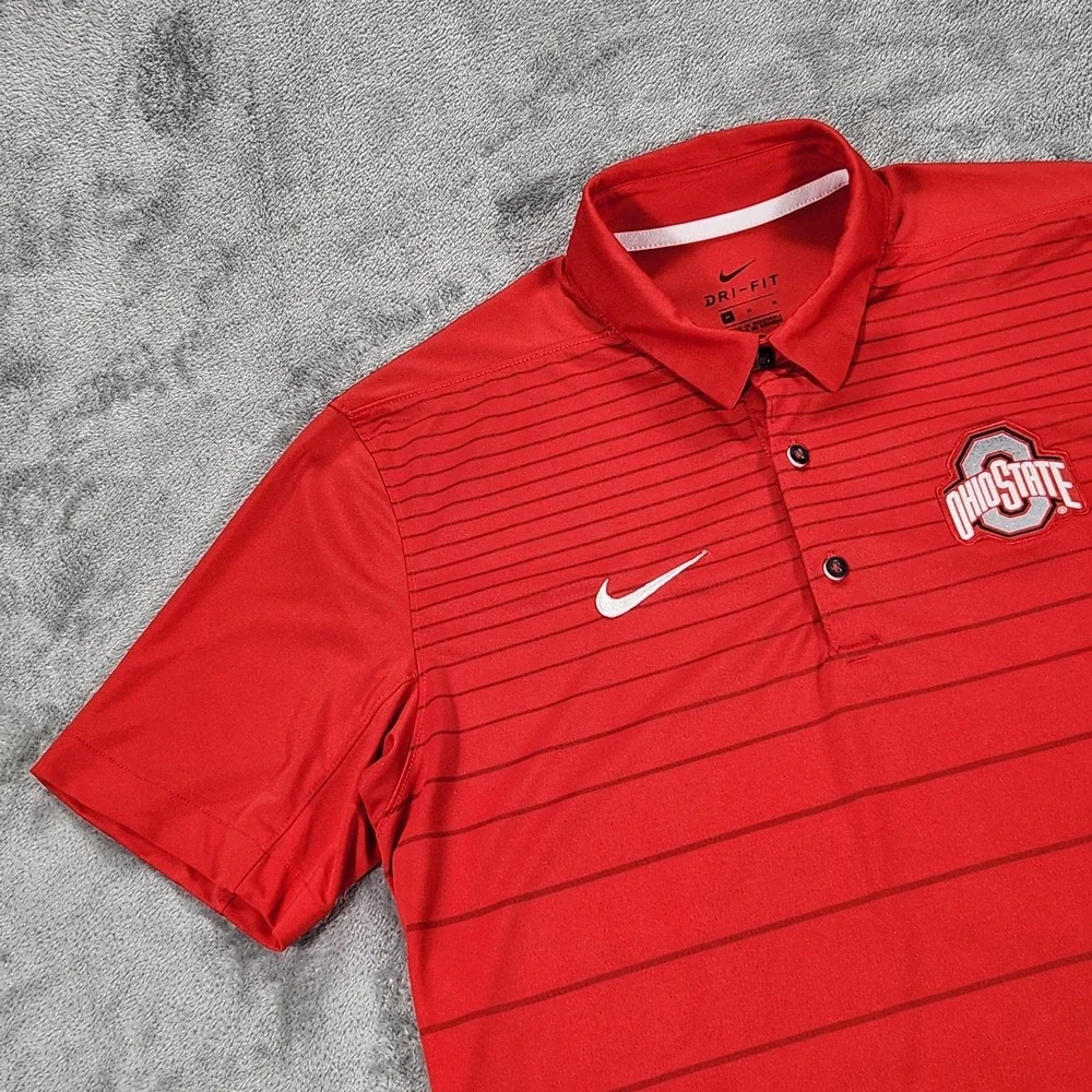 Ohio State Buckeyes Shirt Mens Medium Red NCAA Football Nike Dri‎ Fit Polo